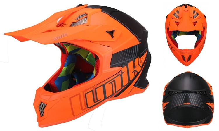 CASCO MOTO UNIK CROSS CFX-18 NARANJA FLUOR NEGRO MATE L